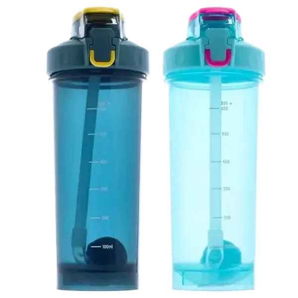 Gym Protein Plastic Bottle with Straw 800ml (Colour May Vary)