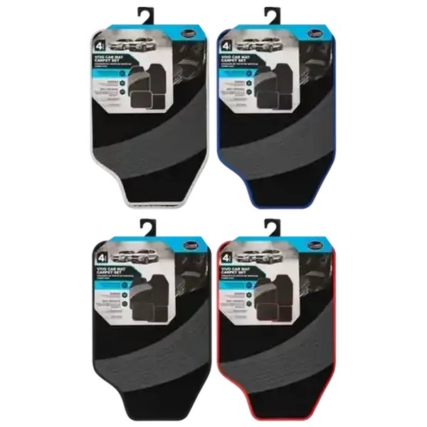 Q Premium Vivo Car Mat Carpet Set 4 Piece (Colour May Vary)