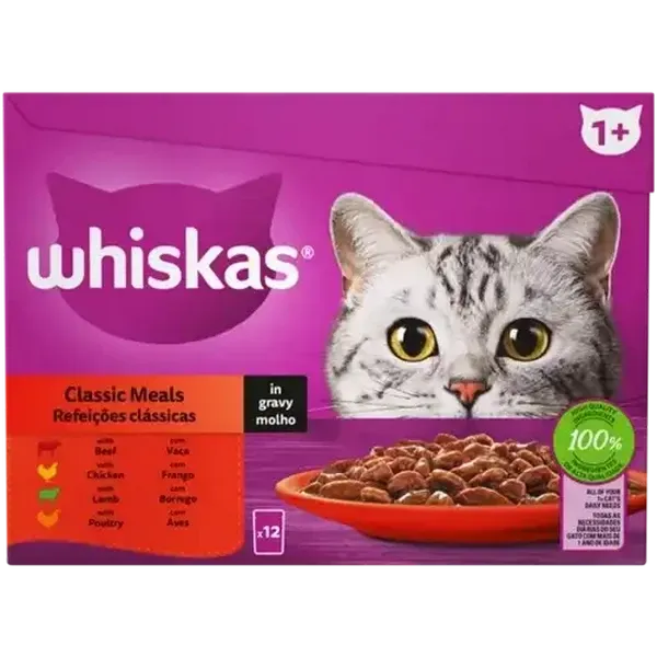 Whiskas Classic Meals In Gravy Wet Cat Food 12 x 85g