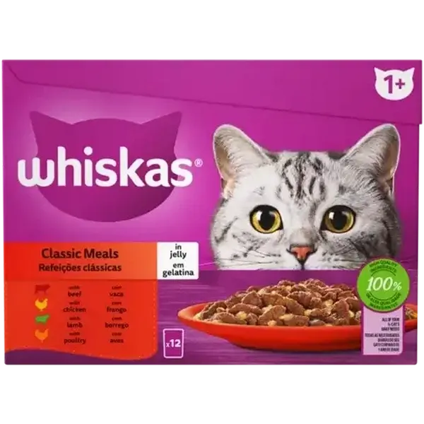Whiskas Classic Meals In Jelly Wet Cat Food 12 x 85g