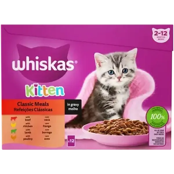 Whiskas Kitten Classic Meals In Gravy Wet Cat Food 12 x 85g