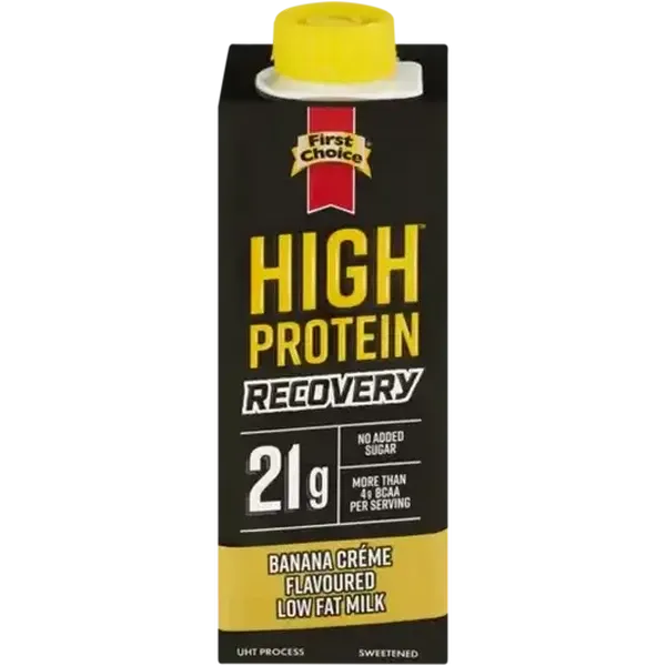 First Choice High Protein Recovery Banana Créme Flavoured Low Fat Milk 250ml