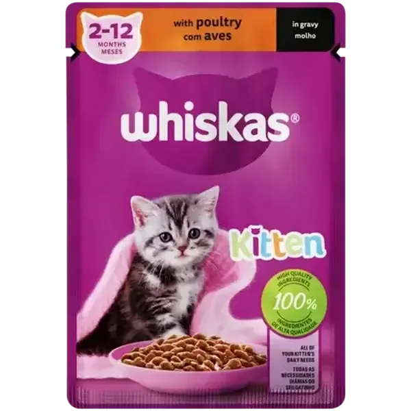Whiskas Kitten Poultry Wet Cat Food in Gravy 85g