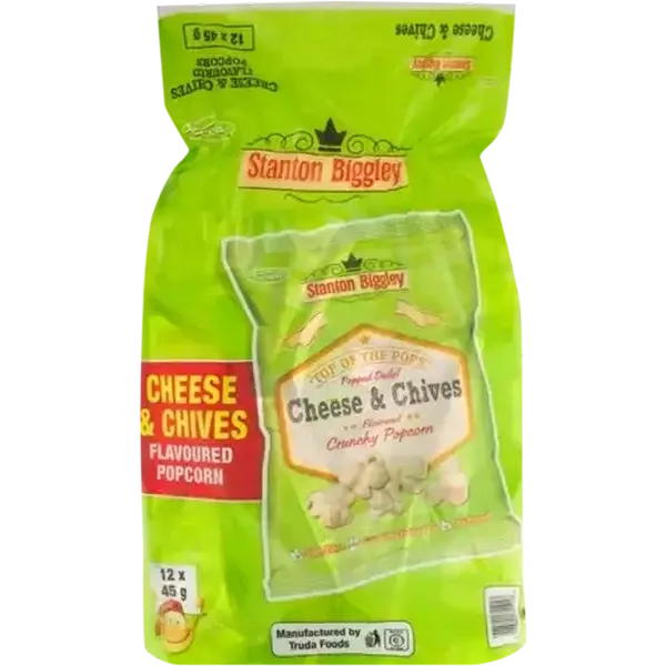 Truda Stanton Biggley Cheese & Chives Flavoured Crunchy Popcorn 12 x 45g