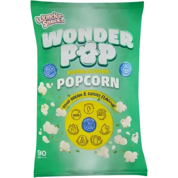 Wonder Snacks Wonder Pop Sour Cream & Chives Flavour Popcorn 90g