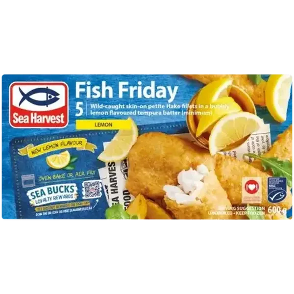 Sea Harvest Lemon Flavour Frozen Fish Friday 600g