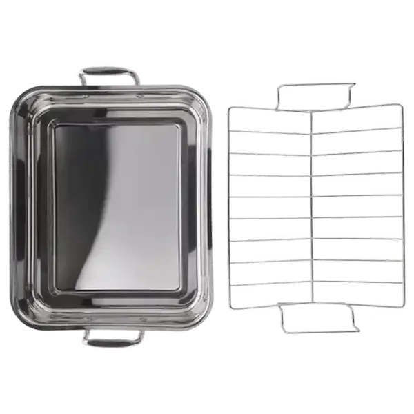 Forage and Feast Stainless Steel Roasting Dish with Roasting Rack 40 x 33 x 8cm