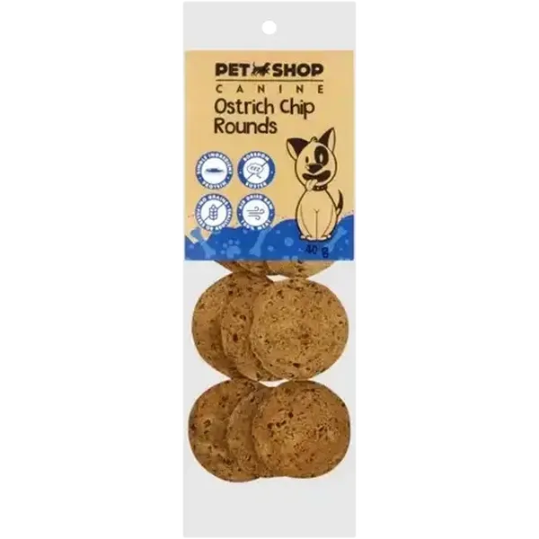 Petshop Ostrich Chip Rounds 40g