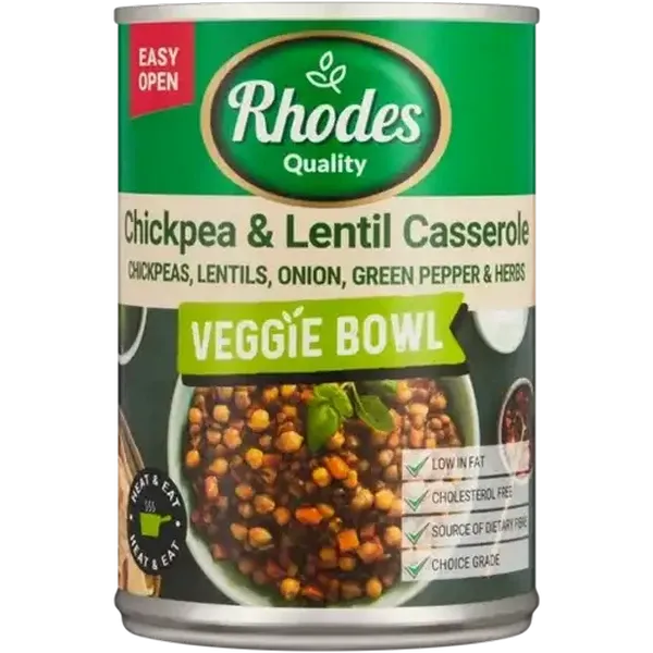 Rhodes Quality Chickpea & Lentil Casserole Veggie Bowl Can 400g