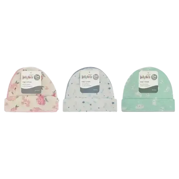 Jolly Tots Newborn Basics Baby Caps 2-Pack (Design May Vary)