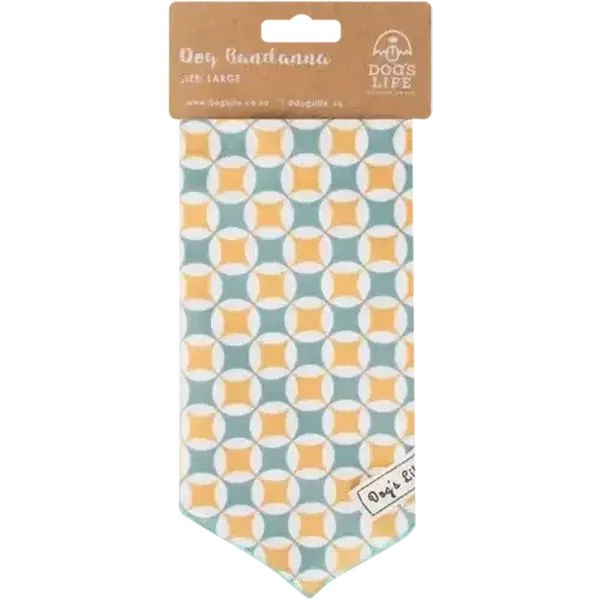 Dog's Life Large Teal, Orange & White Bandana