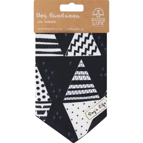 Dog's Life Medium Black & White Bandana