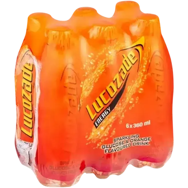 Lucozade Orange Flavoured Sparkling Glucose Drink 6 x 360ml