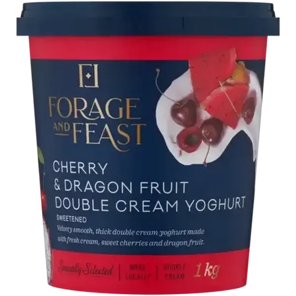 Forage And Feast Cherry & Dragon Fruit Double Cream Yoghurt 1kg