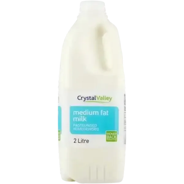 Crystal Valley Medium Fat Milk 2L