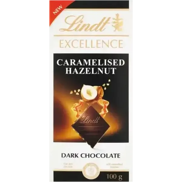 Lindt Excellence Caramelised Hazelnut Dark Chocolate Slab 100g