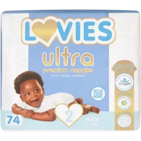 Lovies Ultra Premium Size 2 Disposable Nappies 74 Pack