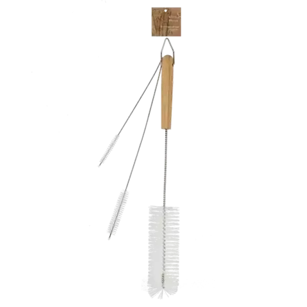 Bamboo White Bottle Brush Cleaning Set 3 Piece
