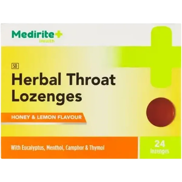 Medirite Honey & Lemon Flavour Herbal Throat Lozenges 24 Pack