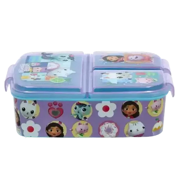 Gabby's Dollhouse Purple Plastic Character 4-Compartment Lunch Box 1L