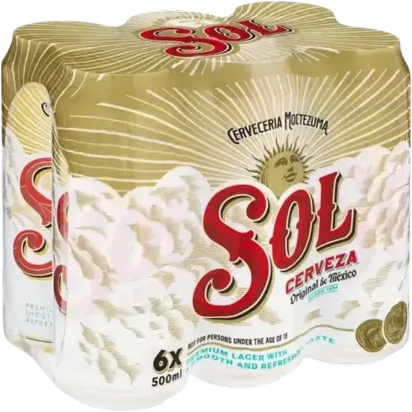 Sol Premium Lager Beer Cans 6 x 500ml