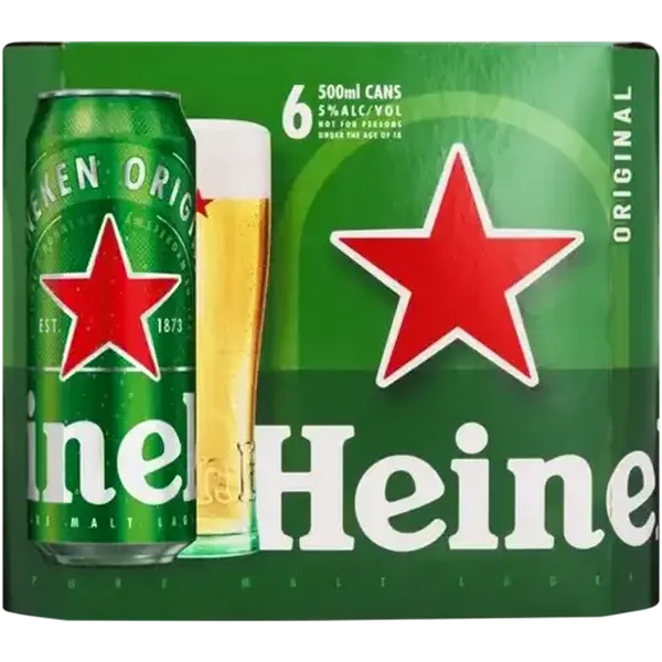 Heineken Pure Malt Lager Beer Cans 6 x 500ml
