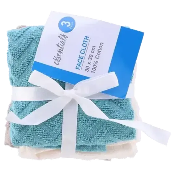 Essentials Zig Zag Jacquard Face Cloths 3-Pack 30 x 30cm (Colour May Vary)