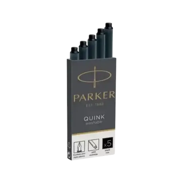 Parker Fountain Pen Black Ink Cartridges 5-Pack