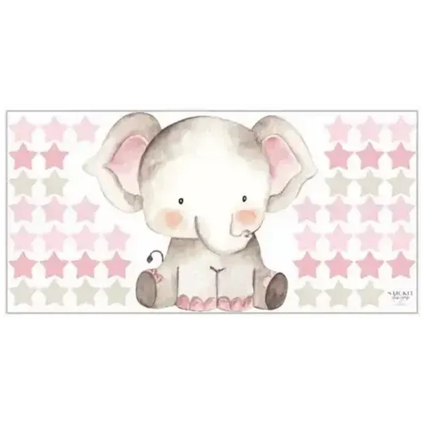 StickIt Designs Elephant And Stars Peel & Stick Wall Stickers Pink