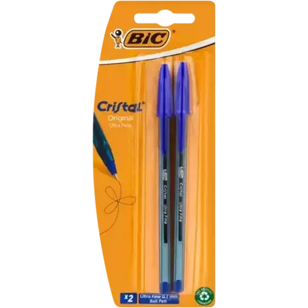 BIC Cristal Blue Ultra Fine Ballpoint Pens 2-Pack