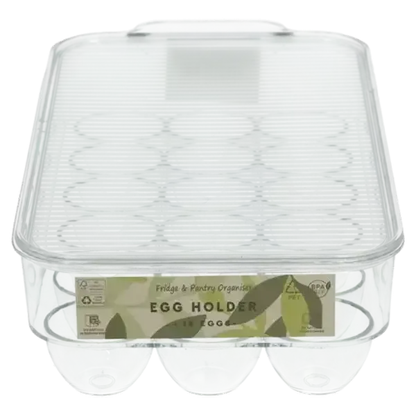 Fridge & Pantry Plastic 18-Egg Holder Organiser with Lid