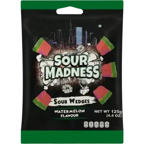 Sour Madness Watermelon Flavour Sour Wedges 125g