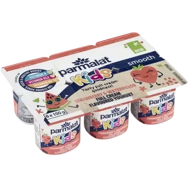 Parmalat Strawberry & Watermelon Flavoured Smooth Full Cream Yoghurt 6 x 100g