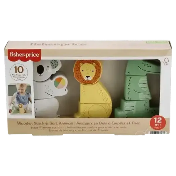 Fisher-Price Wooden Stack & Sort Animals 10-Pieces