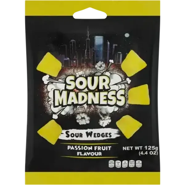 Sour Madness Passion Fruit Flavoured Sour Wedges 125g
