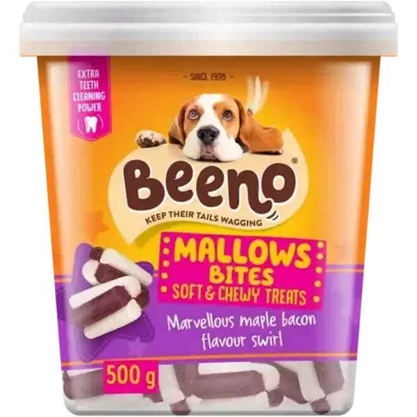 BEENO Marvellous Maple Bacon Flavour Mallows Bites Dog Treats 500g