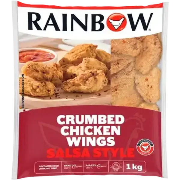 RAINBOW Salsa Style Frozen Crumbed Chicken Wings 1kg