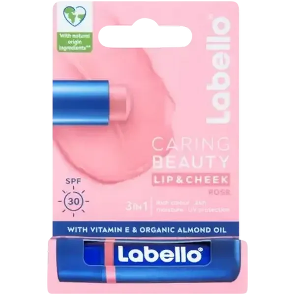 Labello Caring Beauty Rose Rose SPF 30 3-In-1 Lip & Cheek Balm 4.8g