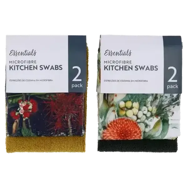 Essentials Rome Microfibre Kitchen Swabs 30 x 30cm 2-Pack (Design May Vary)