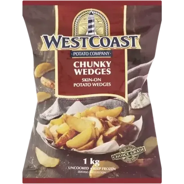West Coast Frozen Chunky Potato Wedges 1kg
