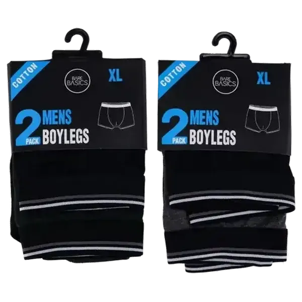 Bare Basics Extra Large Men's Boylegs Underwear 2-Pack (Colour May Vary)