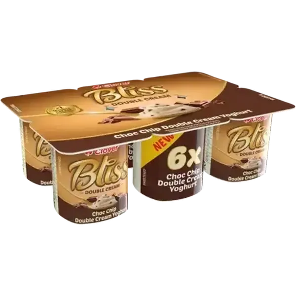Clover Bliss Choc Chip Double Cream Yoghurt 6 x 100g