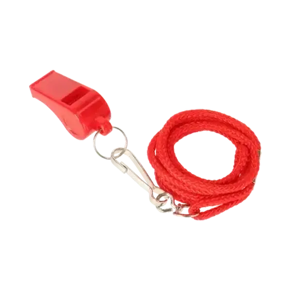Medalist Plastic Red Whistle With Lanyard