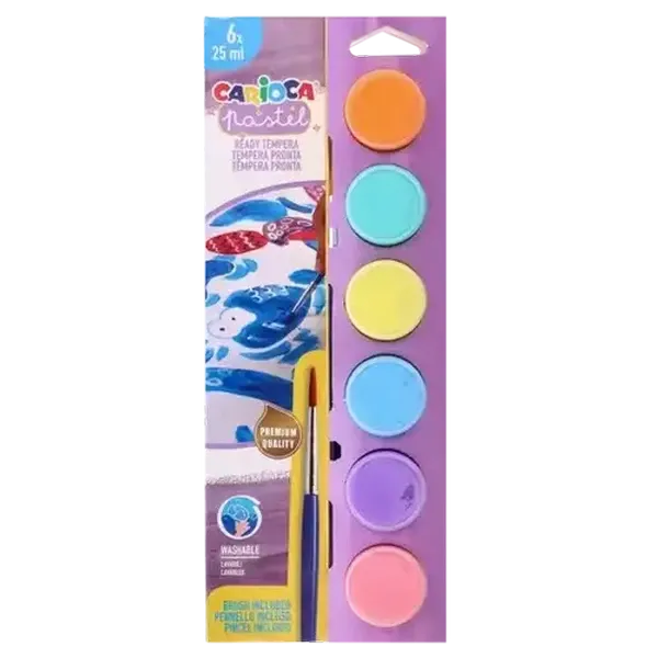 Carioca Pastel Tempera Paint 6 x 25ml