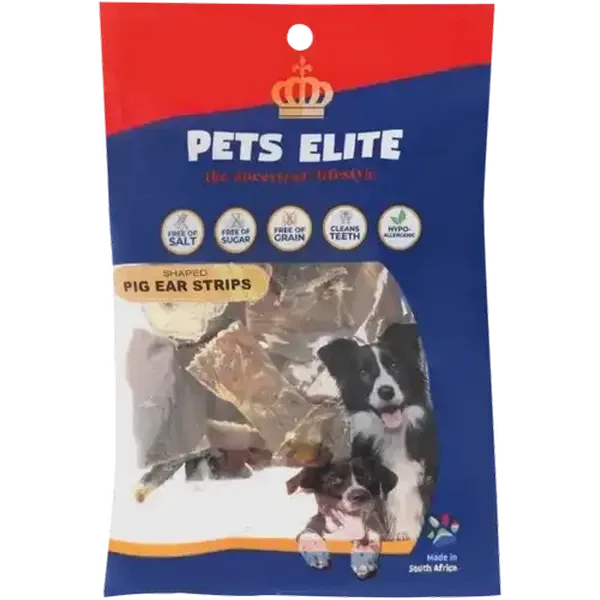 Pets Elite Pig Ear Strips Dog Treat 100g