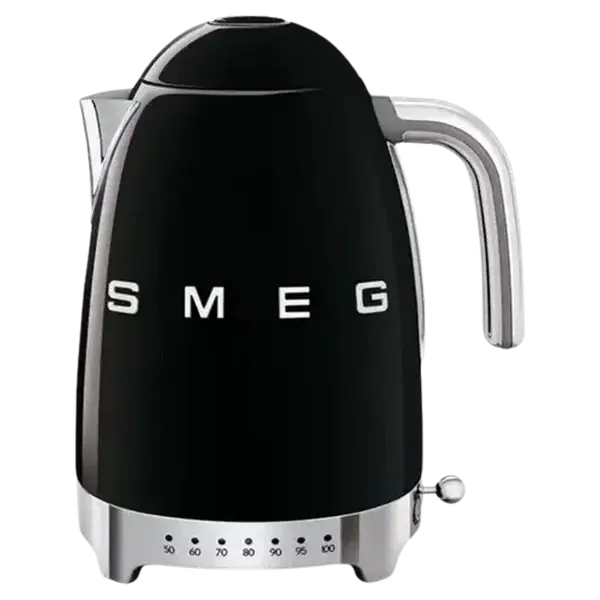 Smeg Glossy Black Retro Variable Temperature Cordless Kettle 1.7L