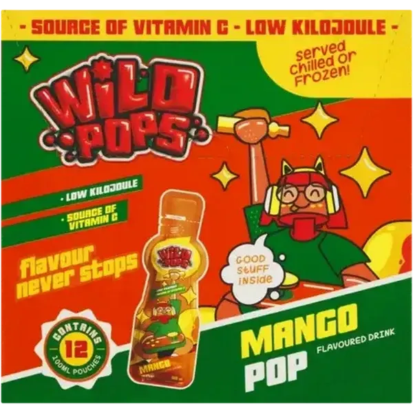 Wild Pops Mango Pop Flavoured Drink 12 x 100ml