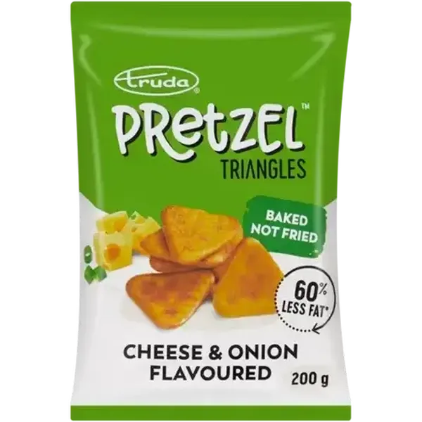 Truda Pretzel Cheese & Onion Flavoured Triangles 200g