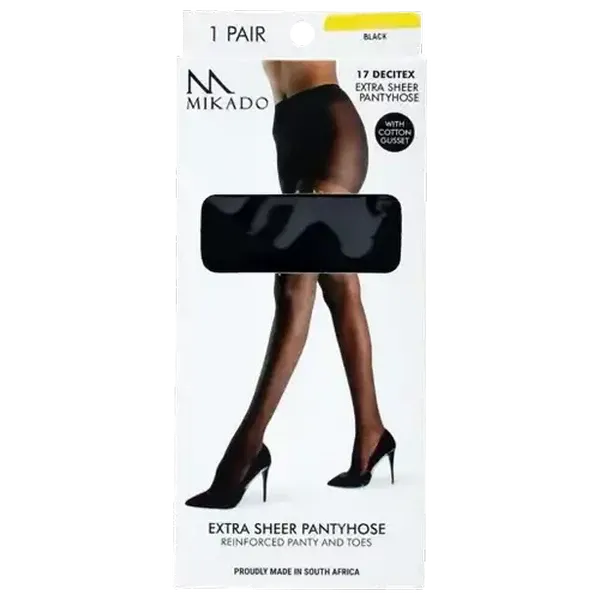 Mikado Black Extra Sheer Pantyhose Small