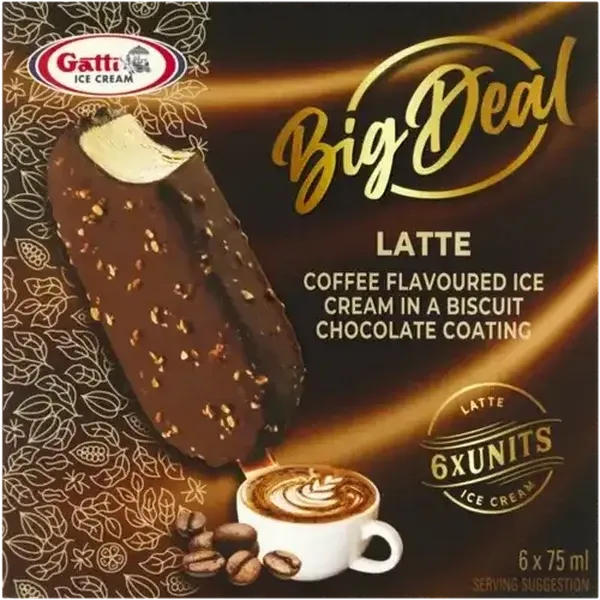 Gatti Ice Cream Big Deal Latte Ice Cream 6 x 75ml